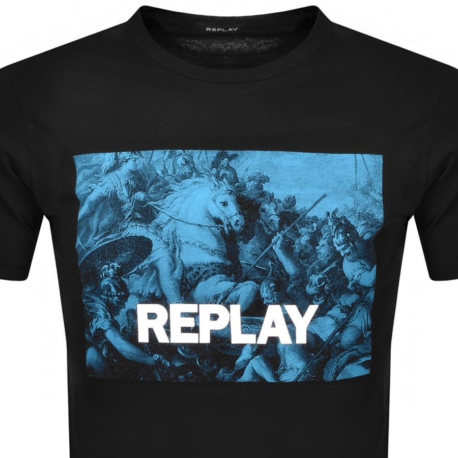 Alternative Image for ProductReplay Logo Crew Neck T Shirt Black2